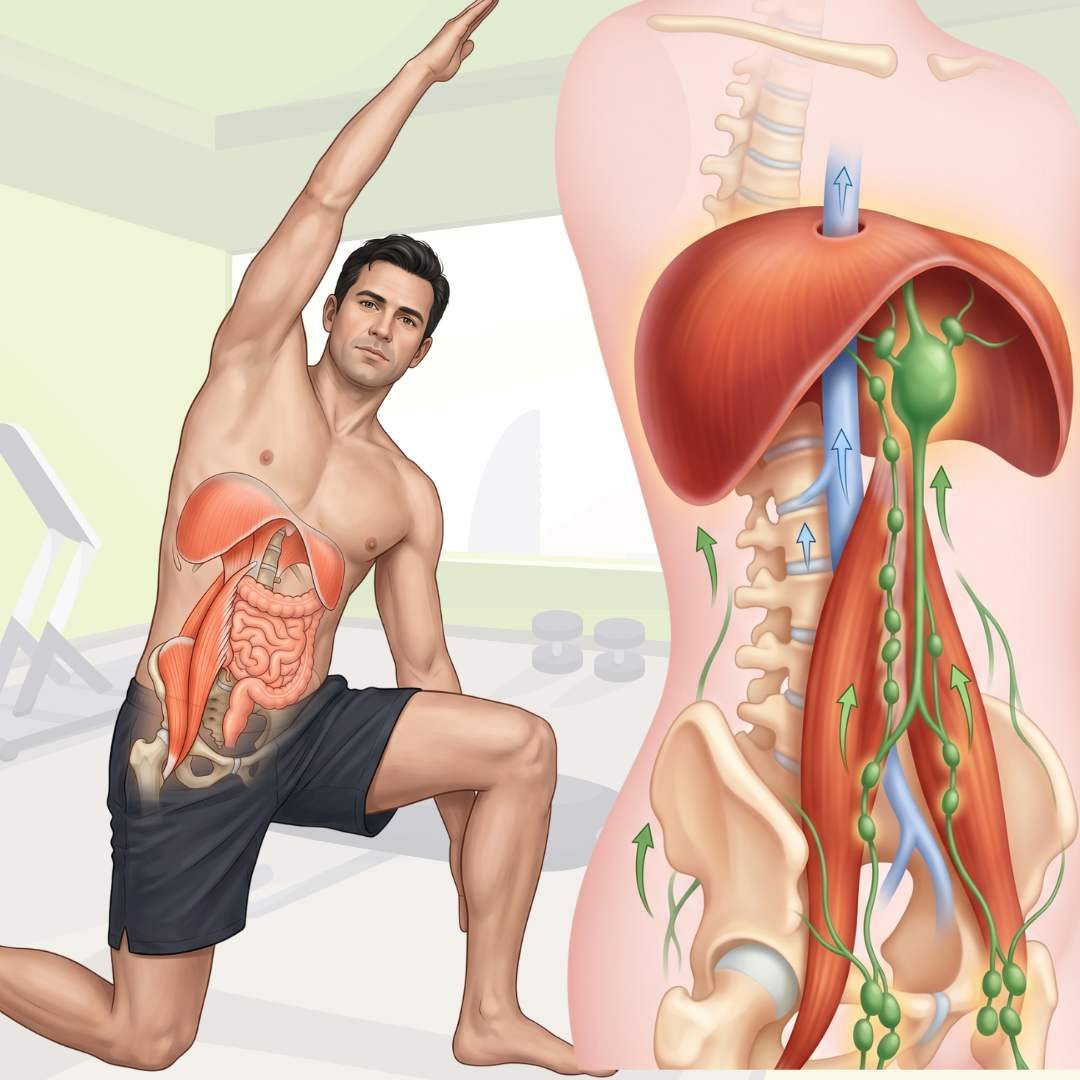 Diaframma, psoas, vena e vasi linfatici che risalgono dalle gambe
